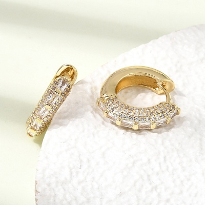 Brass Micro Pave Cubic Zirconia Hoop Earrings KK-CBA8324-22G-05-1