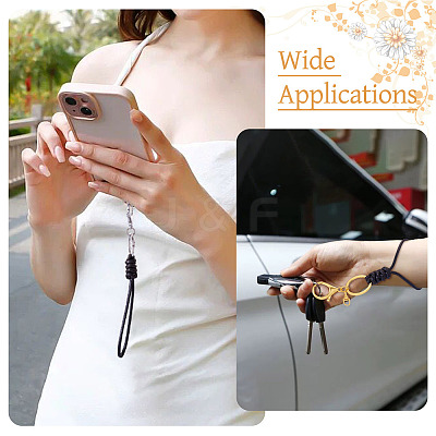 10Pcs 2 Colors Eco-Friendly Korean Waxed Polyester Cord Keychains KEYC-TA00033-1