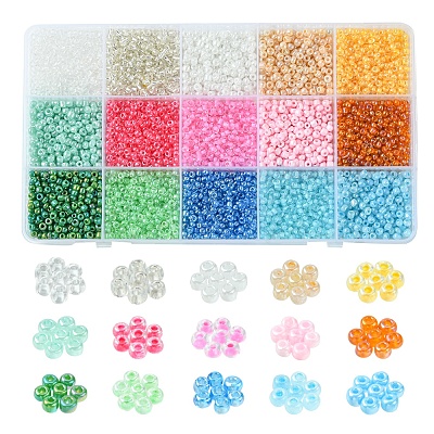 180G 15 Colors Glass Seed Beads SEED-FS0001-11-1