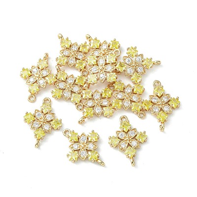 Brass Pave Cubic Zirconia Connector Charms KK-G462-45KCG-06-1