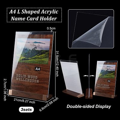 Rectangle Acrylic Table Card Stands Display Holder ODIS-WH0081-19-1