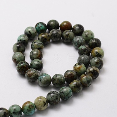 Natural African Turquoise(Jasper) Round Beads Strands X-G-E329-8mm-41-1
