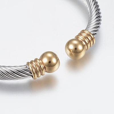 304 Stainless Steel Torque Bangles BJEW-G584-05A-1