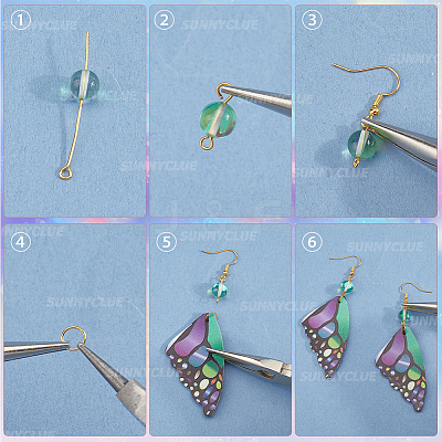 DIY Imitation Leather & Synthetic Moonstone Butterfly Dangle Earring Making Kits DIY-SC0026-33-1