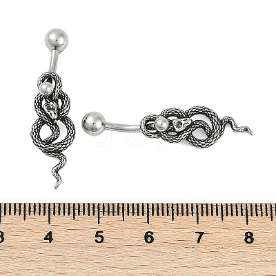 Snake 316 Surgical Stainless Steel Dangle Belly Button Rings EJEW-G416-18B-AS-1
