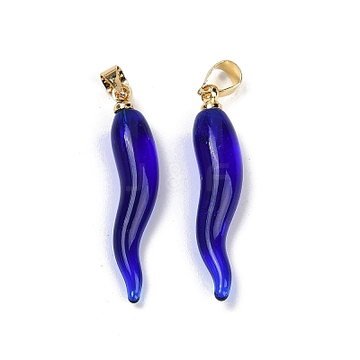 Handmade Lampwork with Brass Pendants KK-Q095-02B-01-1