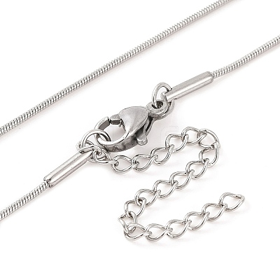 201 Stainless Steel Round Snake Chain Necklaces for Women NJEW-G140-06A-P-1-1