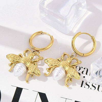 304 Stainless Steel ABS Imitation Pearl Hoop Earrings EJEW-M070-19G-1