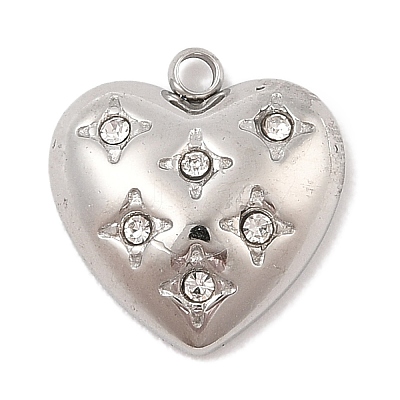 304 Stainless Steel Micro Pave Cubic Zirconia Pendants STAS-S131-15P-1