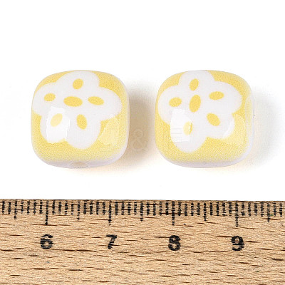 Opaque Printed Acrylic Beads SACR-T018-01-1