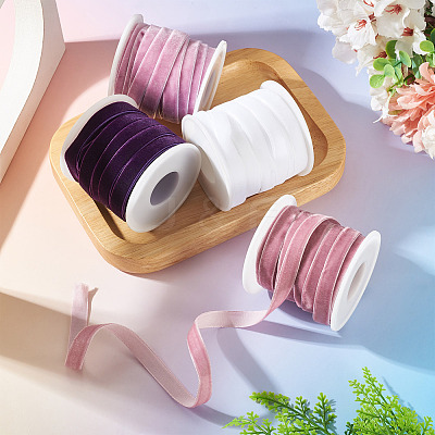 40 Yards 4 Colors Single Face Velvet Ribbon SRIB-TA0001-35C-1
