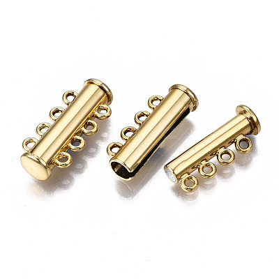 4-Strands Brass Magnetic Slide Lock Clasps KK-Q740-17G-1