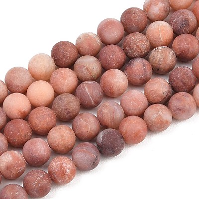 Natural Pink Aventurine Beads Strands G-G716-01-6mm-1
