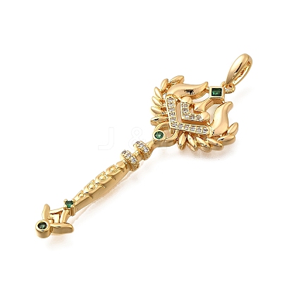 Brass Micro Pave Cubic Zirconia Big Pendants KK-B147-04G-09-1