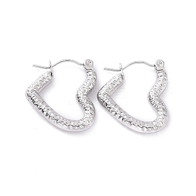 Non-Tarnish 304 Stainless Steel Heart Hoop Earrings for Women X-EJEW-G293-25P-1