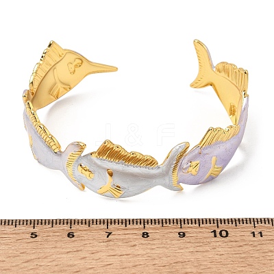 Ocean 304 Stainless Steel Enamel Fish Open Cuff Bangles for Women SA-CBA1A30-02B-G-1
