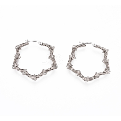 Non-Tarnish Long-Lasting Plated 304 Stainless Steel Wire Wrapped Hoop Earrings EJEW-D250-02-P-1