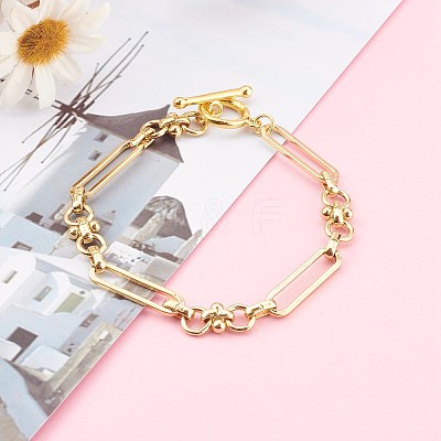 Brass Link Chain Bracelets X-BJEW-JB06016-1