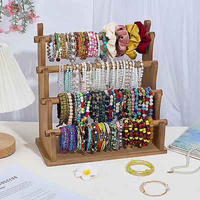 4-Tier Wood Bracelet Organizer Display Stands BDIS-WH0010-16B-1