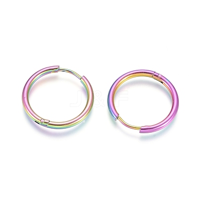 Ion Plating(IP) 304 Stainless Steel Huggie Hoop Earrings EJEW-F111A-20mm-Y-1