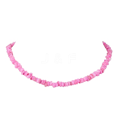 Dyed Natural Freshwater Shell Nuggets Beaded Necklaces NJEW-JN05580-01-1