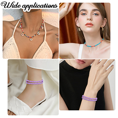 15Pcs 15 Styles Round Glass Seed Beads Choker Necklaces NJEW-AR0001-01-1