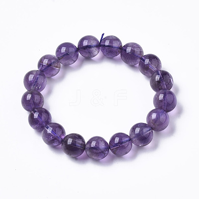 Natural Amethyst Stretch Beaded Bracelets G-R465-58B-1