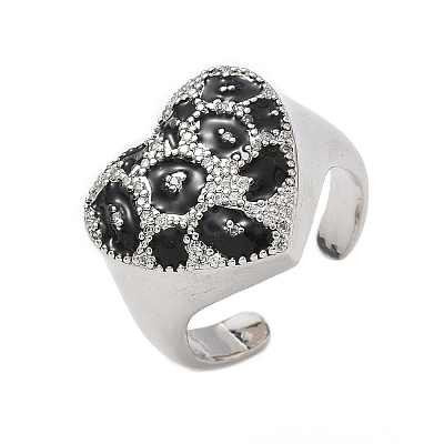Brass Micro Pave Cubic Zirconia Cuff Rings RJEW-H256-07P-1