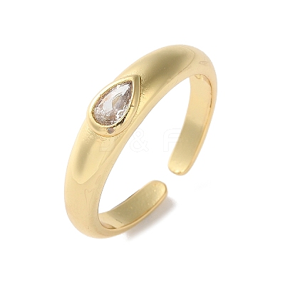 Teardrop Cubic Zirconia Solitaire Ring for Her RJEW-C017-10G-RS-1