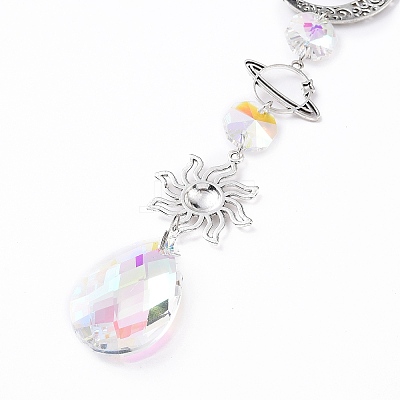 AB Color Plated Crystal Teardrop Big Pendant Decorations HJEW-G019-03E-1