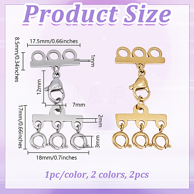 2Pcs 2 Colors Stainless Steel Chain Extender FIND-GO0004-17A-1