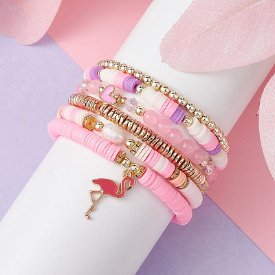 6Pcs 6 Style Natural Malaysia Jade & Pearl & Synthetic Hematite Beaded Stretch Bracelets Set BJEW-JB09734-1