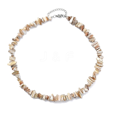 Natural Freshwater Shell Chip Beaded Necklaces NJEW-JN06271-1