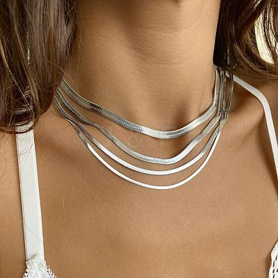 304 Stainless Steel Snake Chain Necklaces for Women WG80FEF-30-1