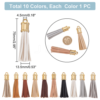 10Pcs 10 Colors Imitation Leather Big Tassel Pendants FIND-PH0008-25-1