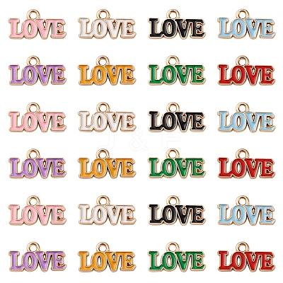 48Pcs 8 Colors Valentine's Day Theme Alloy Enamel Pendants ENAM-FS0002-51-1