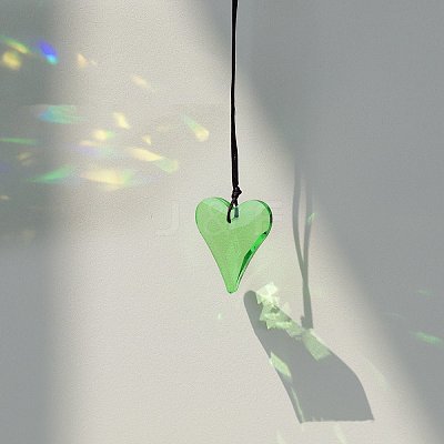 Glass Heart Suncatcher Hanging Ornaments PW-WGA6B84-07-1