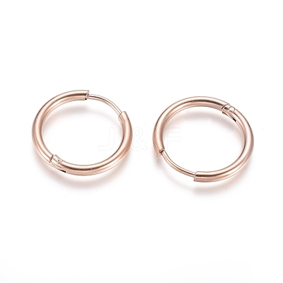 Ion Plating(IP) 304 Stainless Steel Huggie Hoop Earrings EJEW-F111A-19mm-RG-1