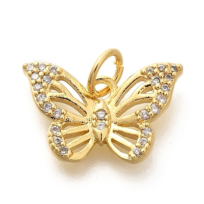 Rack Plating Brass Micro Pave Cubic Zirconia Pendant KK-H508-27G-1