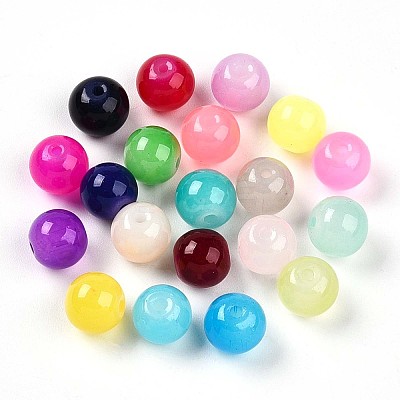 Baking Paint Imitation Jade Glass Beads DGLA-Q021-8mm-M-1