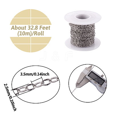 Tarnish Resistant 304 Stainless Steel Textured Cable Chains CHS-H007-05P-1