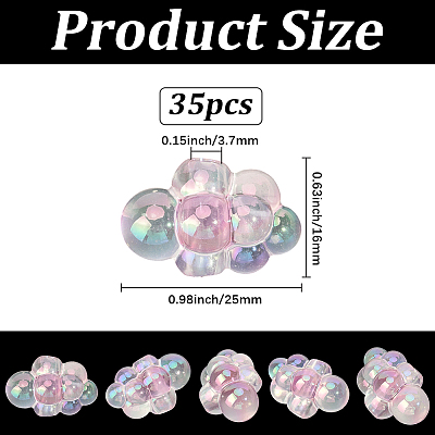 35Pcs UV Plating Rainbow Iridescent Acrylic Beads PACR-PA0001-23A-1