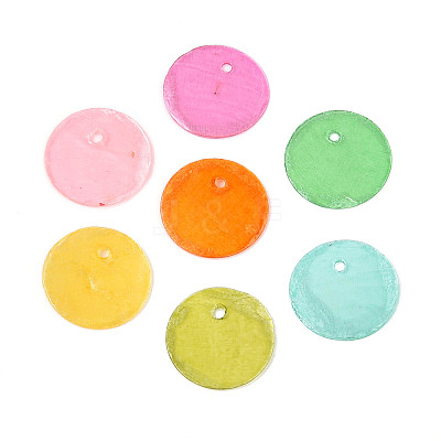 Spray Painted Natural Capiz Shell Disc Charms BSHE-T014-02M-1