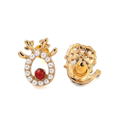 Christmas Alloy Colorful Rhinestone & Plastic Asymmetrical Stud Earrings for Women EJEW-M256-02A-G-1