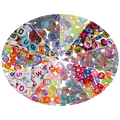 1000Pcs 10 Style Transparent Frosted Acrylic Beads OACR-SZ0001-13-1