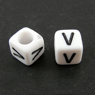 Letter Acrylic European Large Hole Beads X-OPDL-R050-10mm-V-1