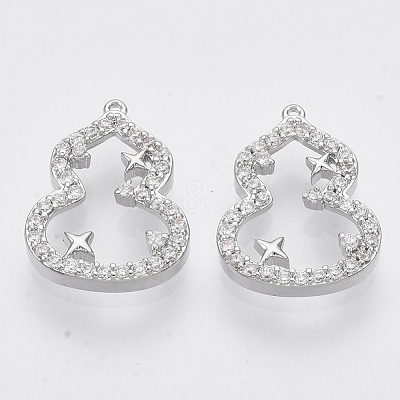 Brass Micro Pave Clear Cubic Zirconia Charms KK-T054-20P-NF-1