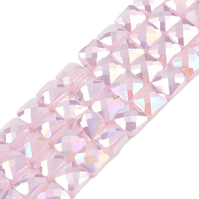 Electroplate Opaque Solid Color Glass Beads Strands EGLA-N002-42-01-1