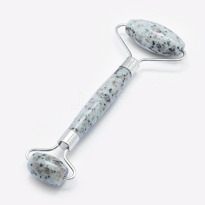 Natural Sesame Jasper/Kiwi Jasper Brass Face Massager MRMJ-G008-05P-1