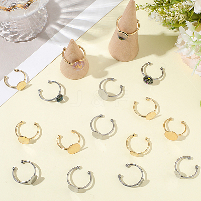 30Pcs 6 Styles Adjustable 304 Stainless Steel Finger Rings Components STAS-BBC0007-97-1